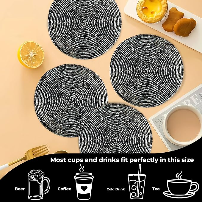 Coasters Set of 4 Handmade Beaded Bar Drink Tabletop Protection - Image 6