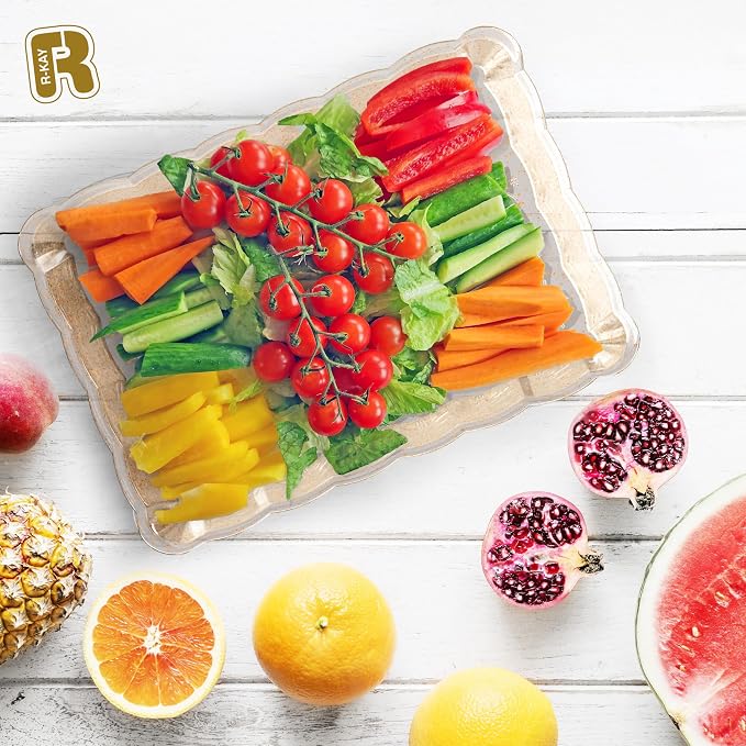 6 Pack Gold Glitter Plastic Serving Trays - Image 2