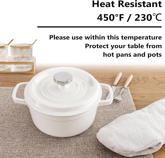 Home Brilliant Linen Placemats Set of 4 Heat Resistant Dining Table Cloth Place - Image 5