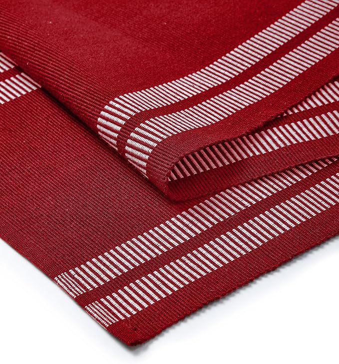Encasa XO Table Runner, Yarn Dyed Ribbed Cotton 13"x94" | Ladder Red, 12-Ply - Image 5