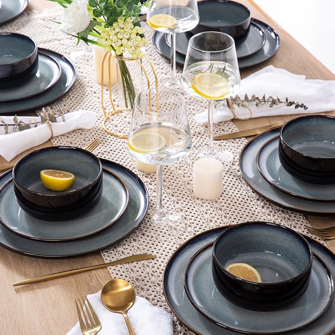 LERATIO Ceramic Plate Set of 6, 8.5 Inch Reactive Glaze Salad Plates | Modern - Image 6