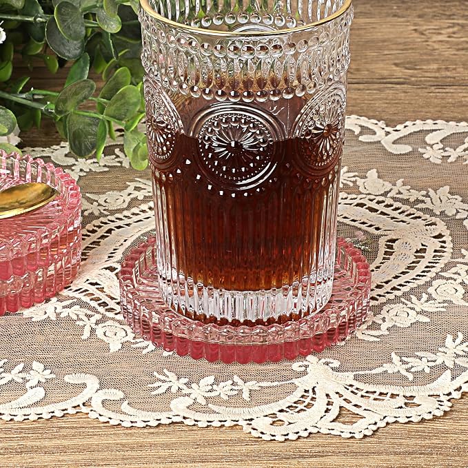 JUXYES Set of 5 Heat-Resistant Clear Glass Coaster - Image 4