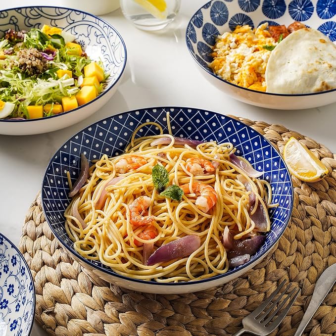 Selamica Porcelain 40oz Large Serving Bowls 9 inch Big Pasta Bowls Set of 4 - Image 6