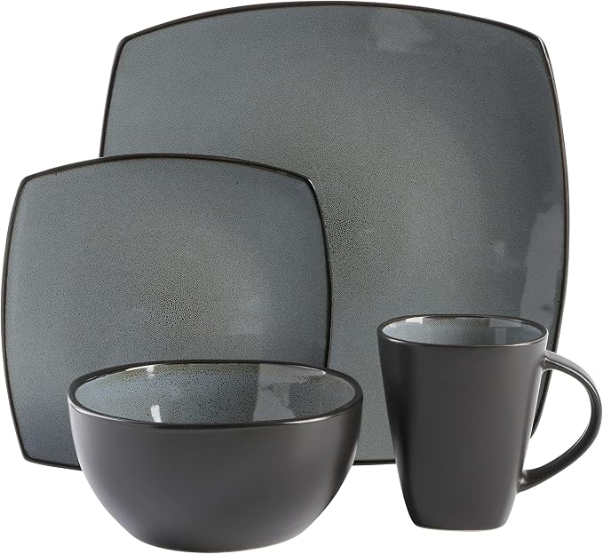 Gibson Elite Soho Lounge Square Reactive Glaze Stoneware Dinnerware Set - Image 5