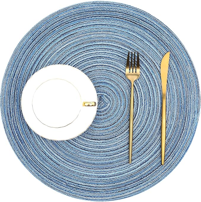 SHACOS Round Braided Placemats Set of 8 Circle Place Mats Cotton Polyester - Image 9