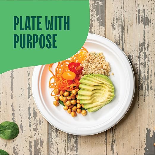 100% Compostable Paper Plates, Heavy Duty Disposable Plates 9 Inch Plates - Image 5