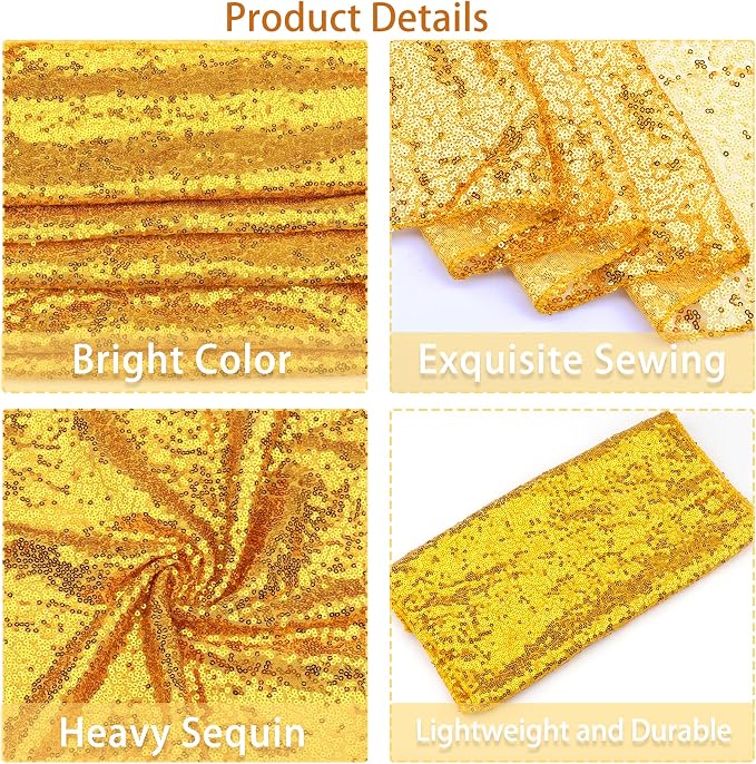 12 Packs 12 X 72 Inch Gold Sequin Table Runner Glitter Dining Table Runner - Image 4