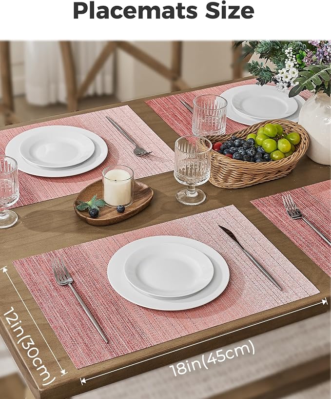Leetaltree Gradient Pink Woven Placemats Set of 4 - Image 3