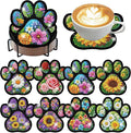 ijbnhd 8 Pcs Diamond Art Coasters Kits Dog Paw 4x4 inch | Diamond Painting by ijbnhd