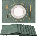 Faux Cotton Linen Placemats Set of 8, Cloth Washable Farmhouse Dining Table Mats by homing