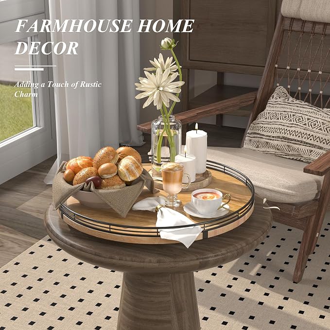AMH 16-Inch Farmhouse Oak Lazy Susan Organizer - Image 5
