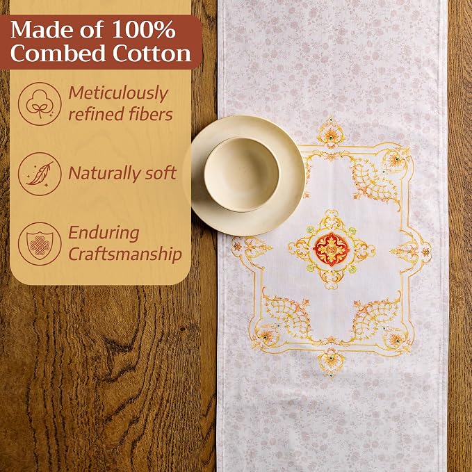 Maison d' Hermine Table Runner 100% Combed Cotton 14.5"x72" | Table Runners 72 - Image 4