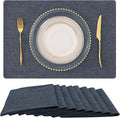 Faux Cotton Linen Placemats Set of 8, Cloth Washable Farmhouse Dining Table Mats by homing