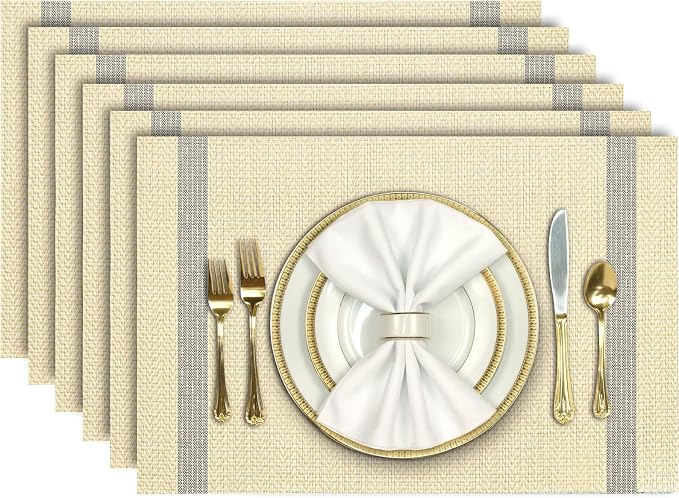Aofmee Placemats Set of 6, Heat Resistant Place Mats, Washable Durable PVC by Aofmee
