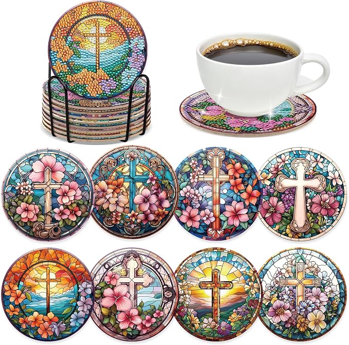 Cross Diamond Art Coasters by INCOK
