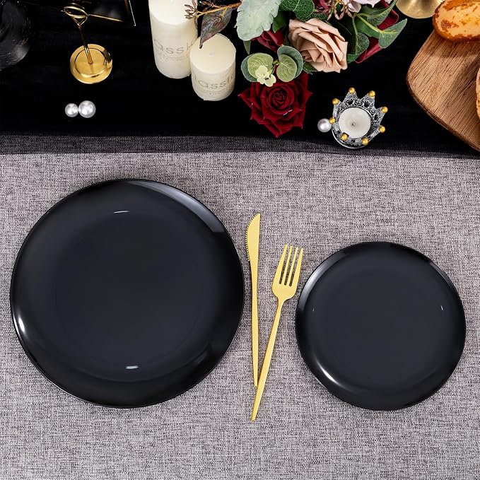 PULOTE 200PCS Black Plastic Plates - Image 8