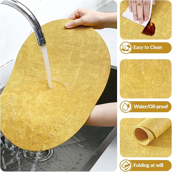 Placemats Set of 6, 11.8 x 17 Inch, Waterproof Wipeable Reversible PU Placemat - Image 5