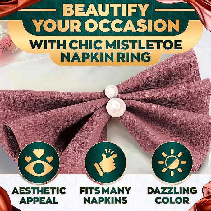Pearl Napkin Rings Set of 12, and Party Tables - Image 4