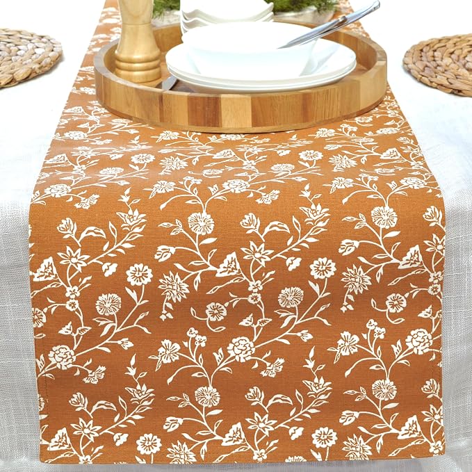 Floral Table Runner 72 Inches Long wih Flowers Botanical Design Rustic Vintage - Image 7