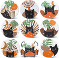 8 Pcs Boho Diamond Art Painting Coasters Holder Black Cat | Abstract Diamond by Ovveroche
