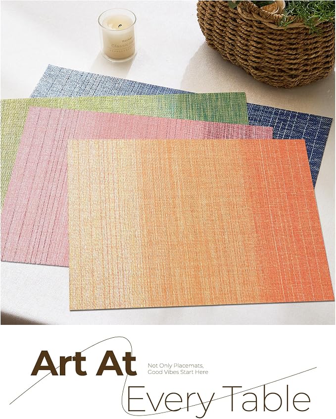 Leetaltree Gradient Burnt Orange Woven Placemats Set of 12 - Image 8