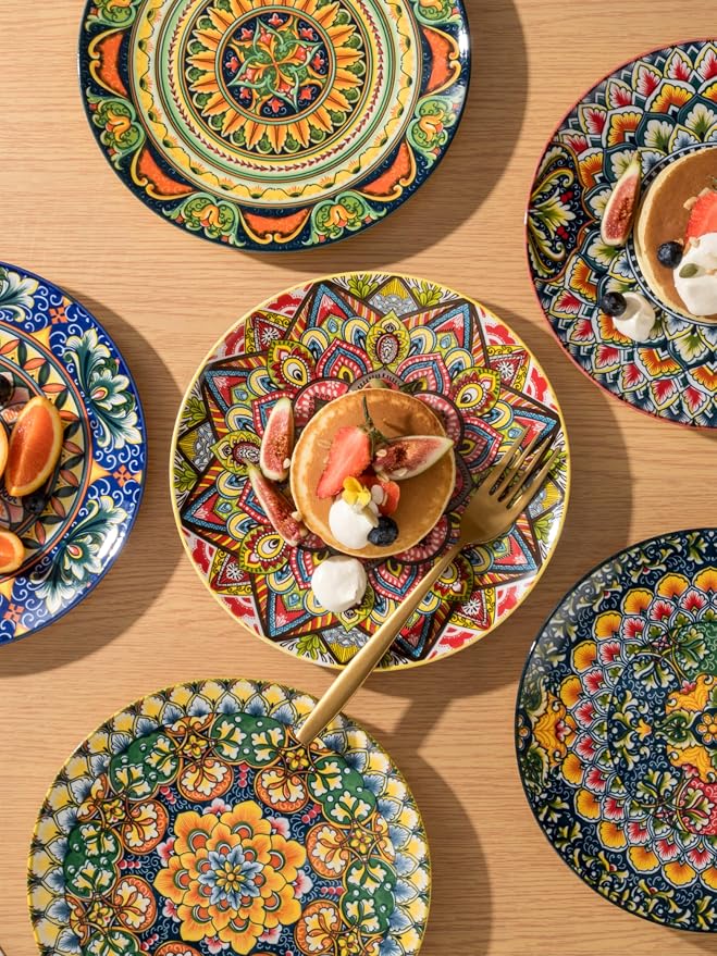 Henten Home Ceramic Dessert Plates Set of 6, 8.5 Inch Porcelain Salad Plate - Image 3