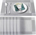 Placemats Set of 6, Vinyl Weave Silver Non Slip Table Mats | Heat Resistant by BxzanDya-LifeSmartMaker