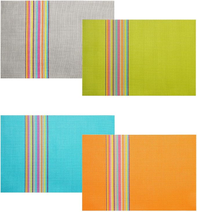 SHACOS Placemats Set of 4 Colorful Woven Vinyl Place Mats - Image 4