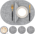 Homaxy Round Faux Leather Placemats and Coasters, Light Grey | Washable by Homaxy