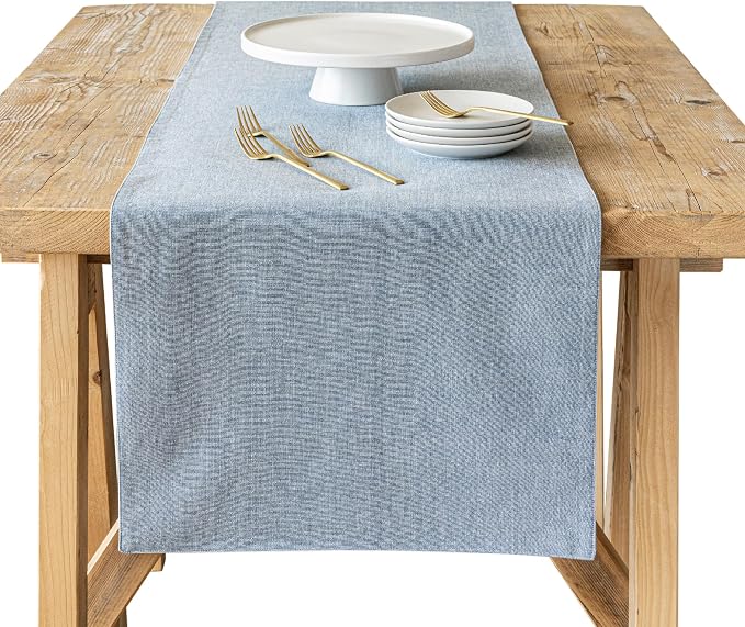 Over&Back 18x90 Woven Chambray Cotton Table Runner by overback