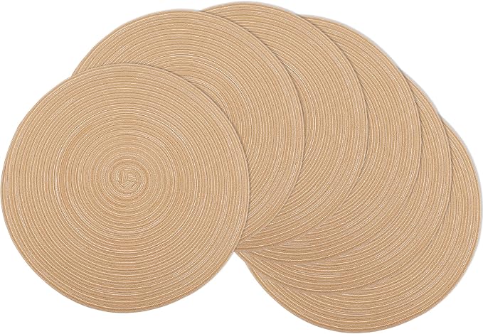 MIAOMIAO Round Placemats Set of 6 Woven Braided Place Mats | 14.5 Inch Cotton by Unknown