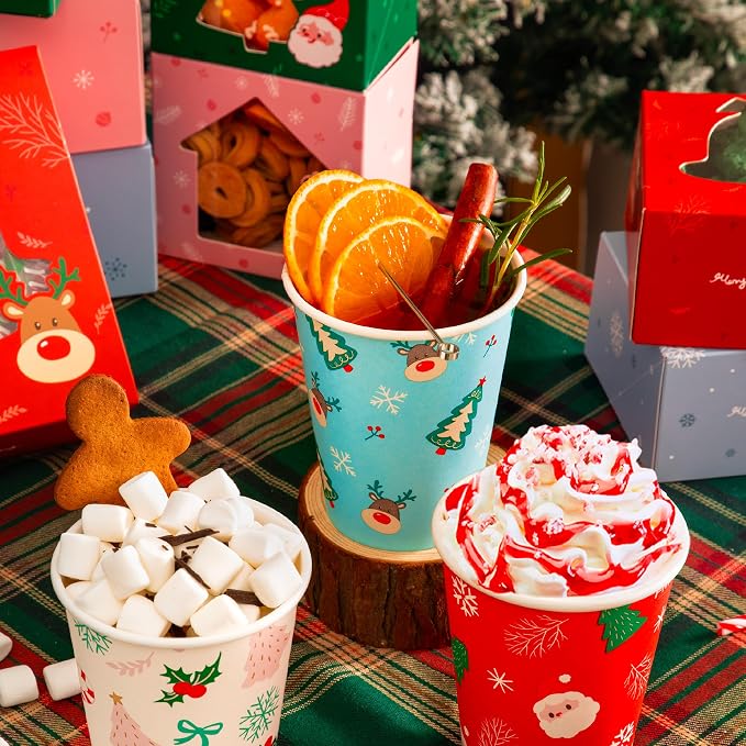 Fit Meal Prep 50 Pack 12 oz Christmas Disposable Coffee Cups, Premium Christmas - Image 4