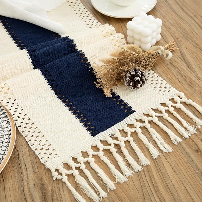 Boho Blue Table Runner, 12x72 Inches | by Counfeisly