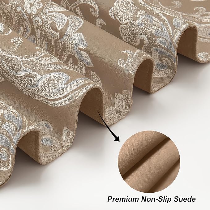Loom and Mill Damask Floral Table Runner 90 Inches Long, Light Coffee | Luxury - Image 5