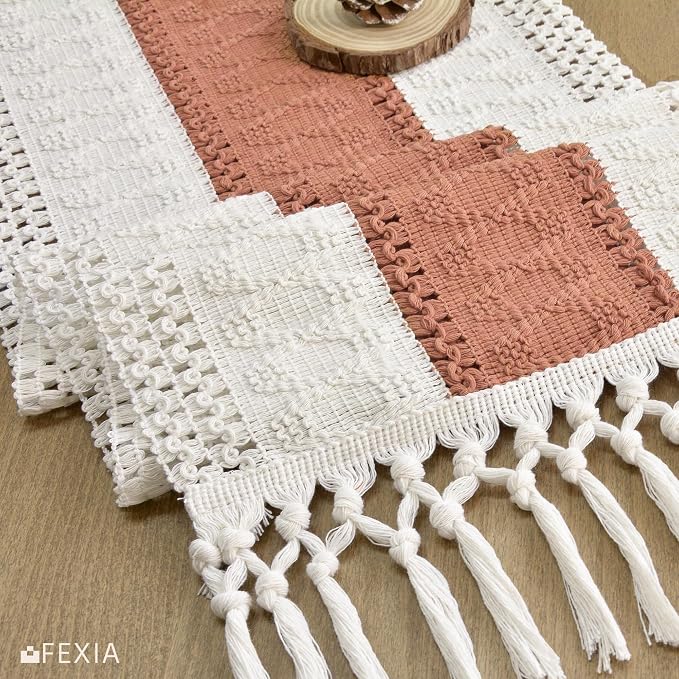Boho Table Runner for Home Decor 12x72 Coral Farmhouse Decorations | 72 Inches - Image 4