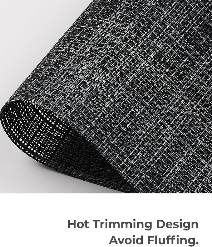 Leetaltree Black and Grey Woven Placemats Set of 24 - Image 5