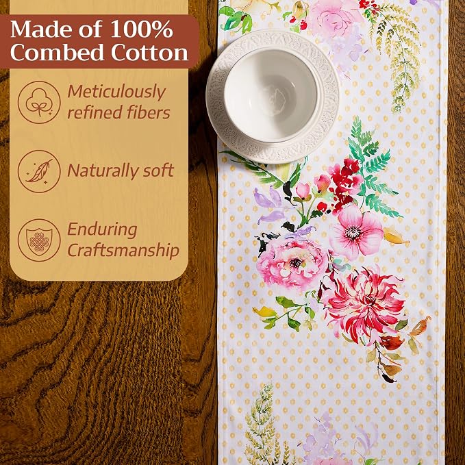 Maison d' Hermine Table Runner 100% Combed Cotton 14.5"x72" | Table Runners 72 - Image 4