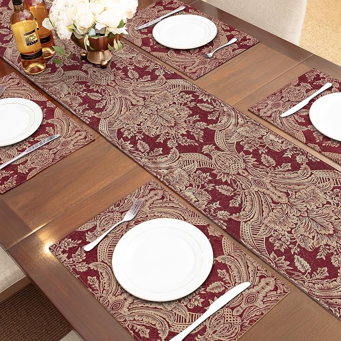 Loom and Mill Luxury Table Runner 108 Inches Long, Classic Jacquard Dining - Image 3