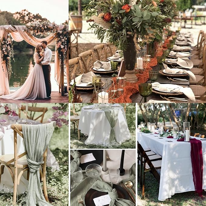 12 Pack Terracotta Cheesecloth Table Runner 10ft Boho Gauze Cheese Cloth Table - Image 6