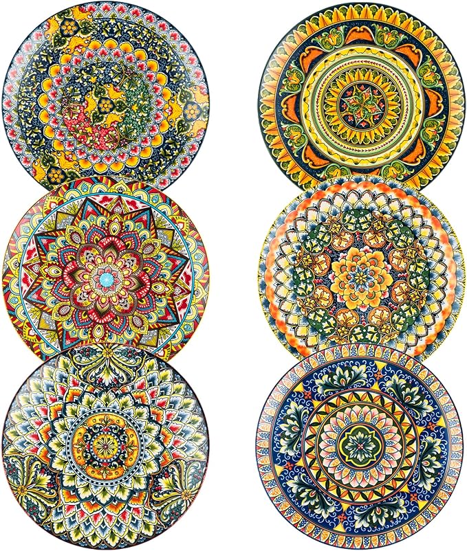 Henten Home Ceramic Dessert Plates Set of 6, 8.5 Inch Porcelain Salad Plate by HentenHome
