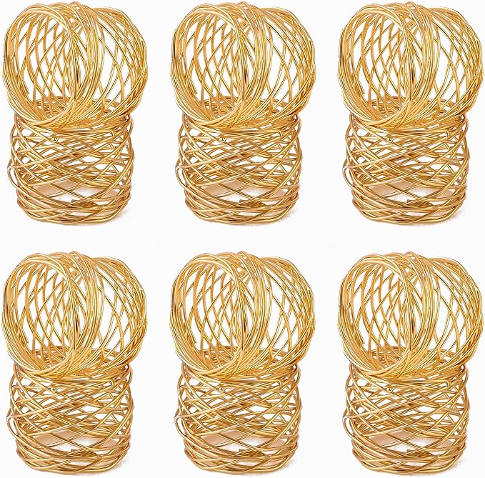 ALPHA Living HOME Gold Napkin Rings 12 Set of Premium 100% Metal, by ALPHALivingHOME