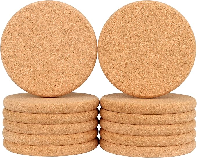 12 Pack 0.4" Ultra Thick Cork Coasters by Febwind