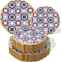 Morejoy 60pcs Floral Plastic Disposable Plates Set by Morejoy
