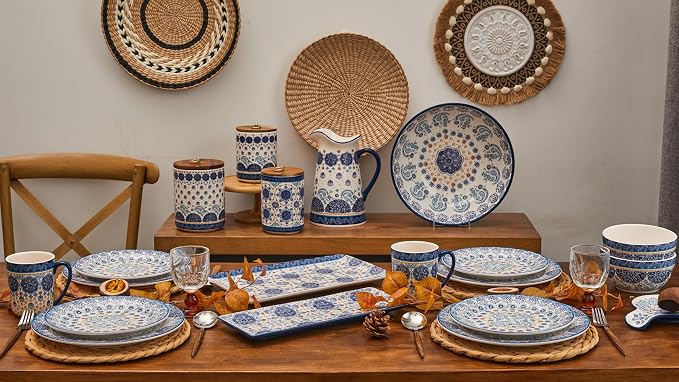 Bico Blue Talavera Salad Plates Set of 4, 8.75 Inch Ceramic Dessert Plates - Image 6