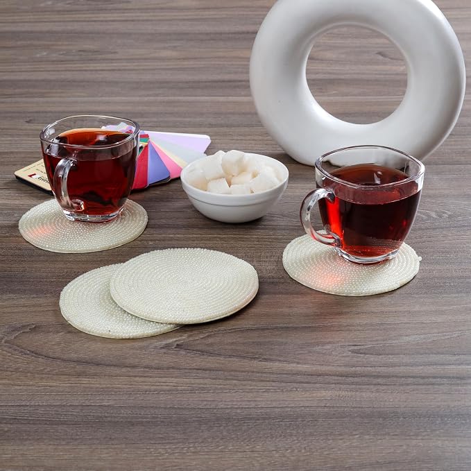 Handmade Beaded Bar Drink Tabletop Protection Coasters - Image 2