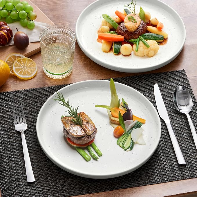 LIANYU Dinner Plate Set of 4, 7.75 Inch Stoneware Salad Kitchen Plates - Image 3