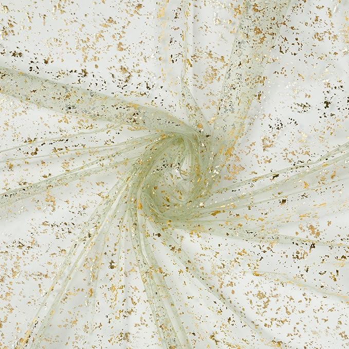 Artoid Mode 10PCS Sage Green Gold Gauze Table Runner 120 Inch 10FT, Glitter - Image 5