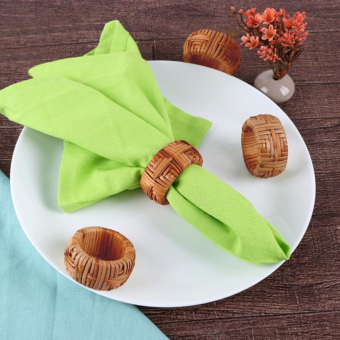 Farmhouse Napkin Rings Set of 12, Hand-Woven Napkin Ring - Image 5