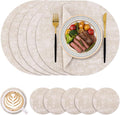 Homaxy Round Faux Leather Placemats and Coasters, Wipeable Place Mats, by Homaxy