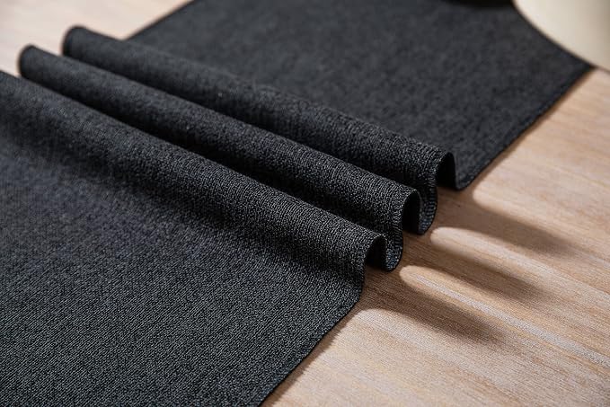 Black Table Runners 48 Inches Long, Burlap Linen Style Rustic Farmhouse Table - Image 5